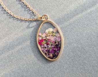 Collar de resina de aliso dulce con colgante de flor, joyería Cottagecore Fairycore