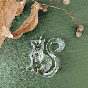 Cat Necklace with Real Dandelion Seeds – Resin Kitty Pendant, Wish Jewelry, Nature-Inspired Gift for Cat Lovers, Handmade Botanical Charm