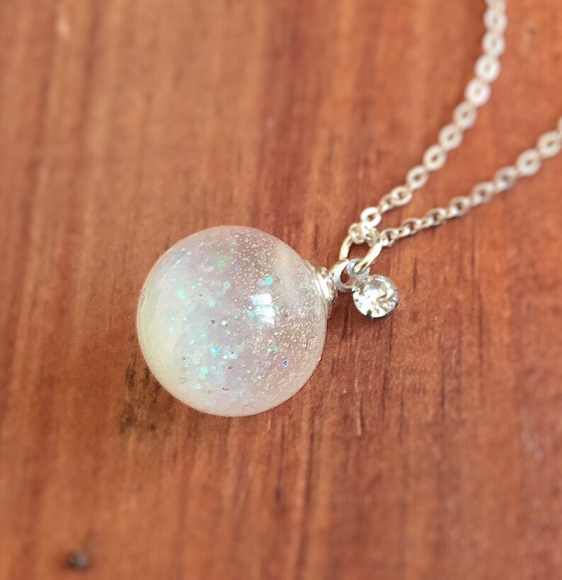Afterglow Light Blue Diamond Noctilucent Snow flakes Glass Ball Necklace Terrarium Orb Pendant Prism Charm Magic ball Bling Bling