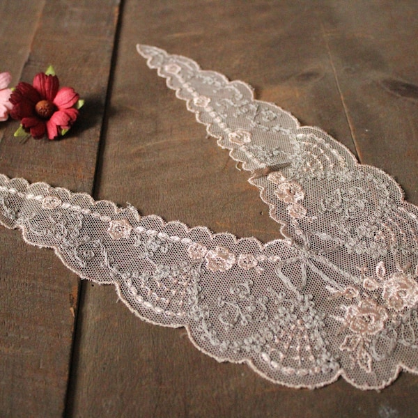 Vintage 1920s 1930s embroidered lace lingerie trim dressmaking haberdashery sewing original unused Art Deco wedding costume lace collector