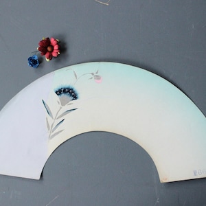 Vintage 1930s Art Deco Japanese delicate handmade paper sample for decorative sensu fan (folding fan) hand painted ephemera for crafting