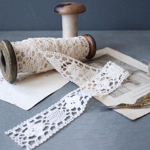 1 metre (100cm) French vintage hand worked cotton crochet lace trim ribbon 4.5cm wide haberdashery for wedding projects crafts sewing