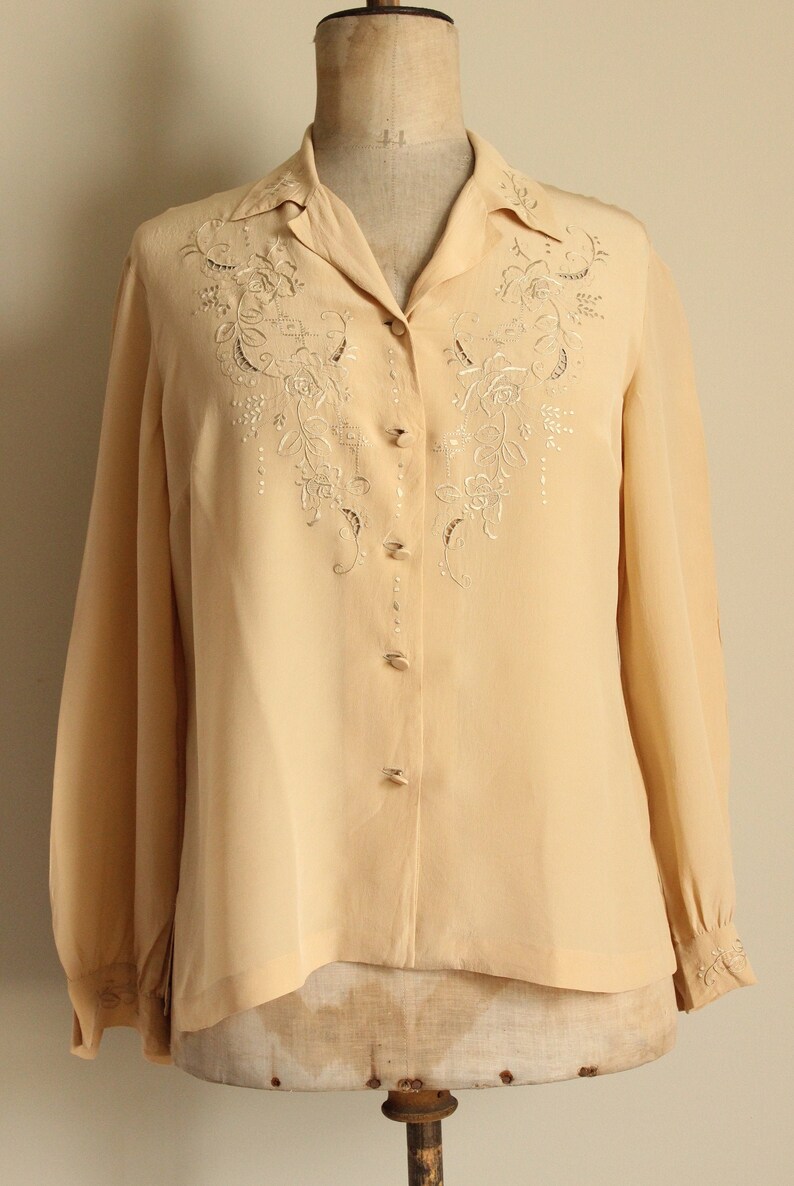 Blouse Vintage French lace white Choir shirt woman/'s clothing work wear old