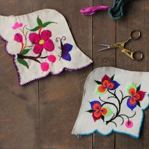 Vintage Hmong Embroidered Jacket Patches: Thai Hill Tribe Fabric Remnants