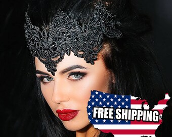 witch halloween costume black crown gothic halloween queen adult fascinator crown