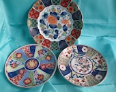 Group of 3 Vintage Japanese Imari Plates 1 Larger 2 Smaller Instant Collection of Japanese Art Asian Art