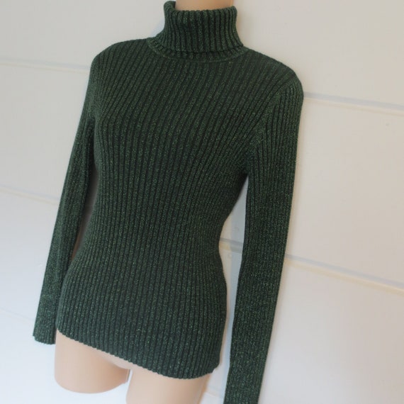 Vintage 80's Metallic Turtleneck Pullover Sweater