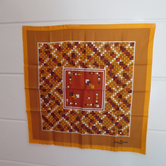 Jean Desses Paris Vtg Geometric Print Silk Scarf S
