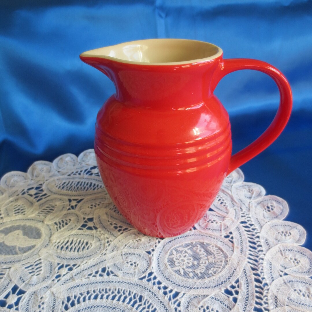 Le Creuset Cherry Red Ceramic Pitcher/creamer/ Juicer With Etsy