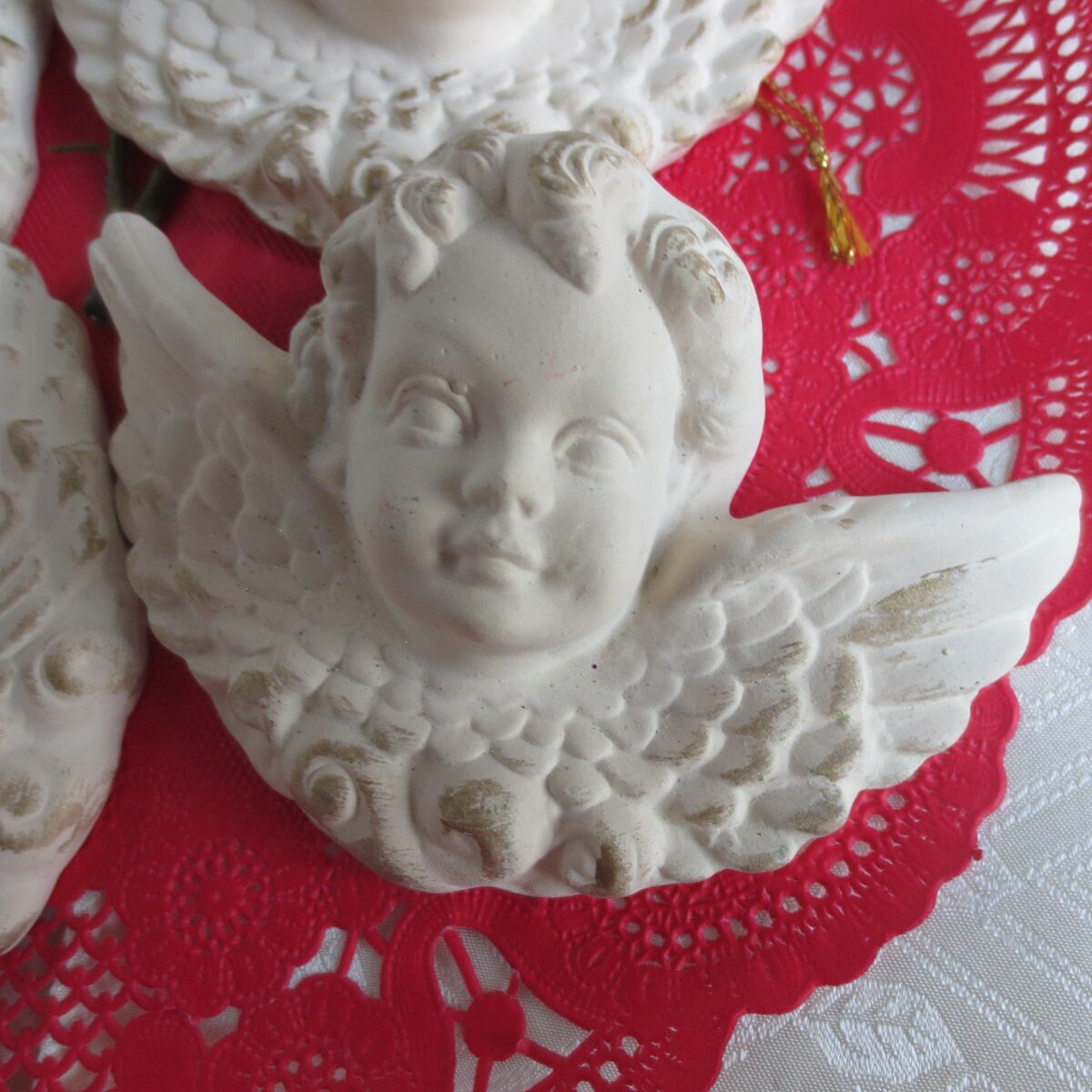 Ceramic/Bisque 4 Cherub/Angel Head with Wings Christmas Etsy