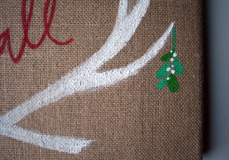 Merry Christmas Y'all Burlap 10x10 hand painted canvas image 3