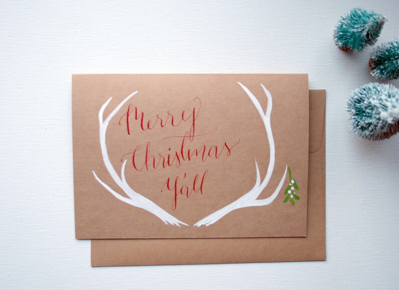 Merry Christmas Y'all Southern greeting card red image 1