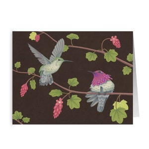 Carte de vœux pliée du colibri d’Anna