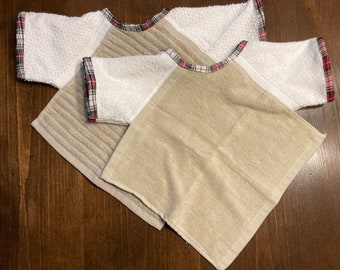 Baby Bib with Sleeves, Toddler Bib with Sleeves, Button Clasp, Birthday, Christmas, Plaid