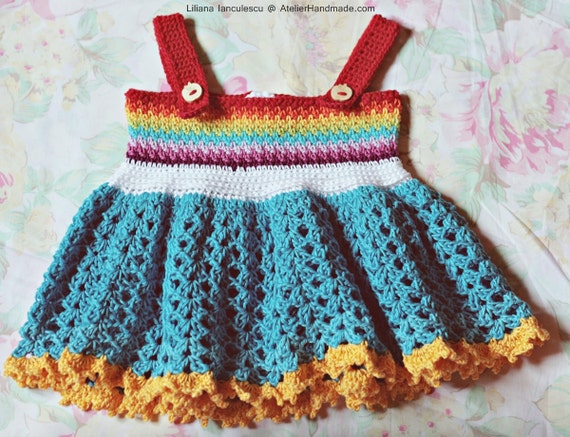 Crochet Pattern Rainbow Baby Crochet Dress Etsy