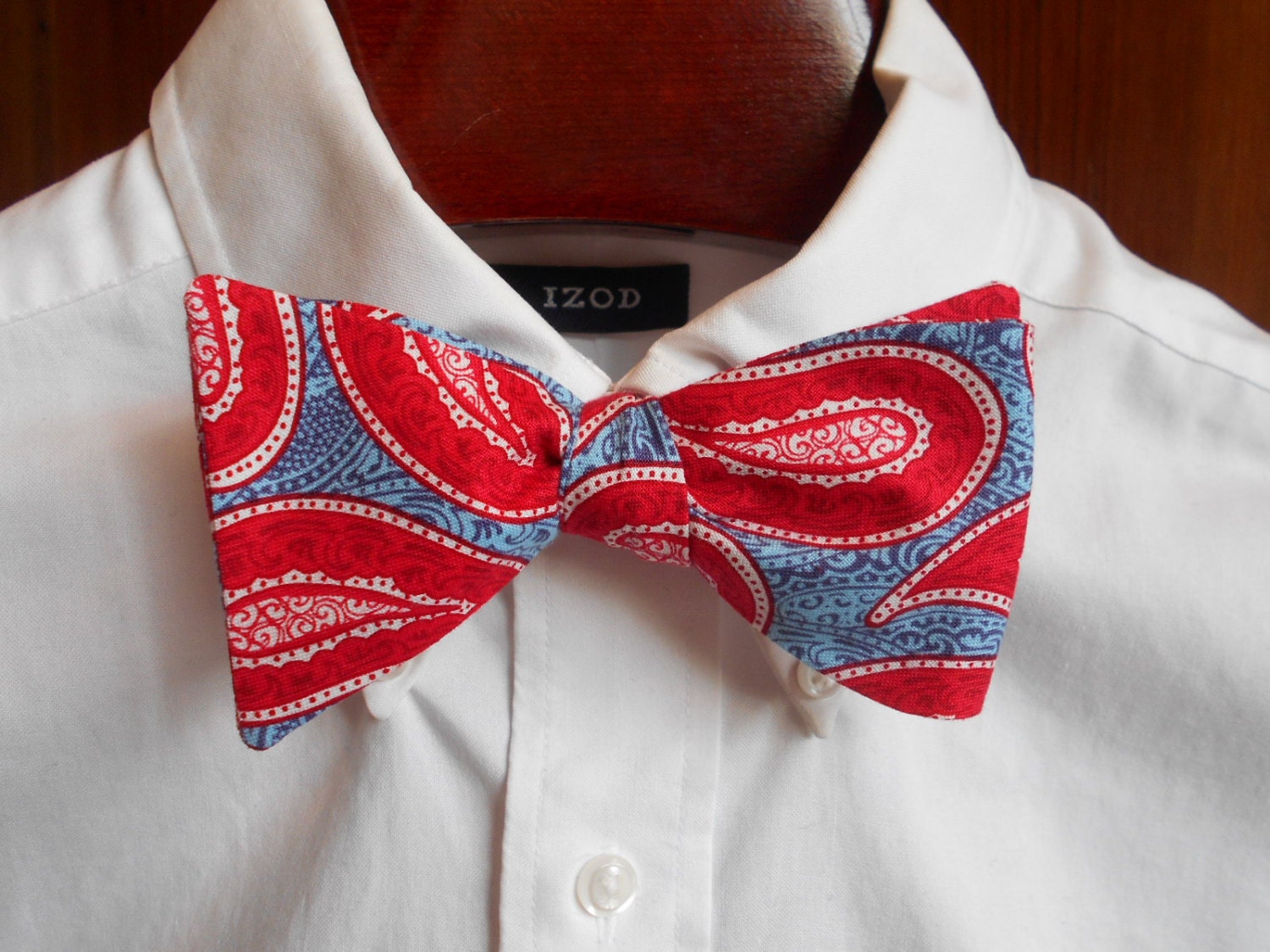 Bow Tie Red and Blue Paisley Men's self tie Etsy