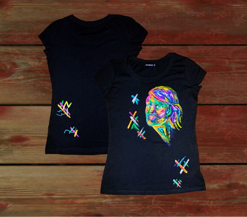 Hand Painted Tshirt. Wearable Art. Tshirt Painted. Painted Etsy