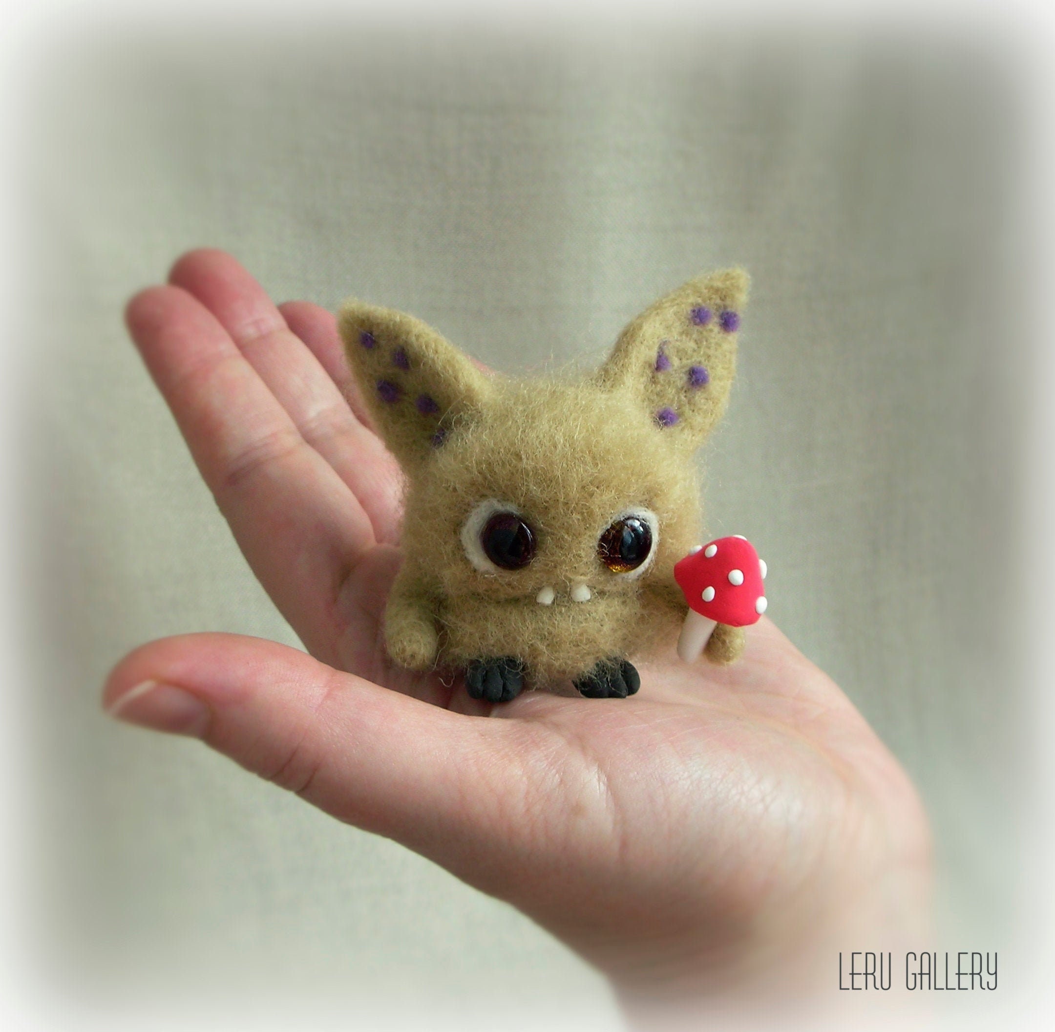 Monster needle felted. Fantasy creature from Mystic Forest. Etsy