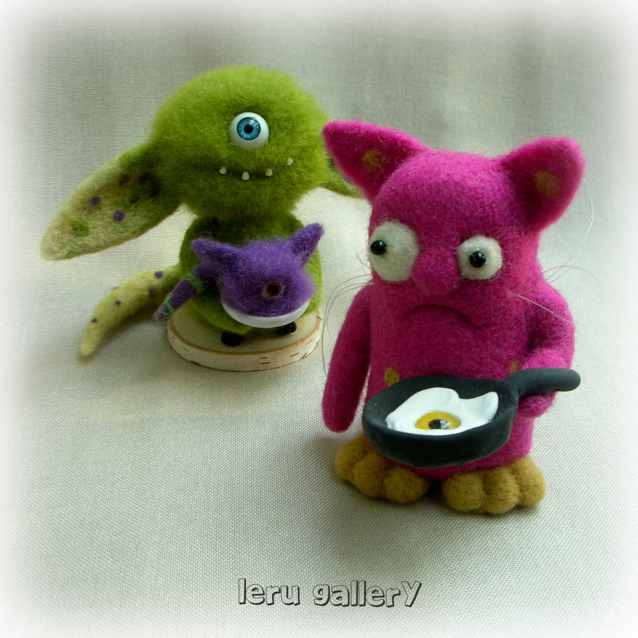 Monster needle felted. Fantasy creature. Cute little monster. Etsy