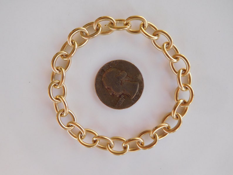 Extremely Rare Authentic Original Edwardian Art Deco Circa 1910 Cartier 14K Solid Gold Oval Charm Bracelet image 9