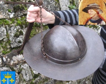 Saint Joan D'Arc Saturnus Helmet ?! La Chapeau De Fer De Saint Jeanne D'Arc ?! 15th Century Forged Iron Kettle Hat ! Champaign France !!!!