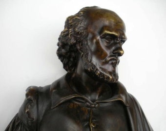 Original Bronze SHAKESPEARE Sculpture by Albert Carrier 1824 - 1887 !