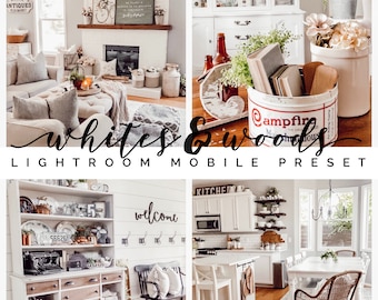 Bright & Airy Lightroom Mobile Preset | Whites and Woods (DNG)