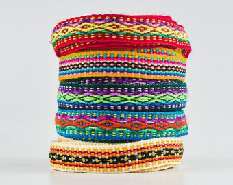 Geometric Jacquard Ribbon Pack, Peruvian Trim for Sewing & Crafts