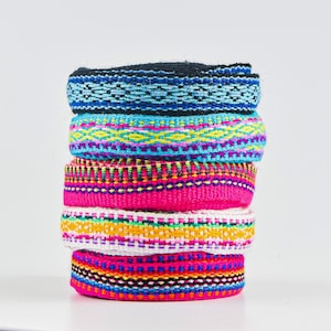 Nastri tribali Inca in colori vivaci, confezione da 5 nastri etnici peruviani, rifiniture decorative per arte e artigianato, regalo unico per artigiani