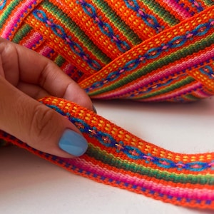 Vibrant Orange Geometric Ribbon - Elegant Jacquard Trim for Crafting, Unique Addition for Gift Wrapping Accessories