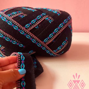 Jacquard Geometric Black Ribbon , peruvian ribbon, ethnic ribbon, ribbon by the yard, tribal ribbon, decorative ribbon, peru trim