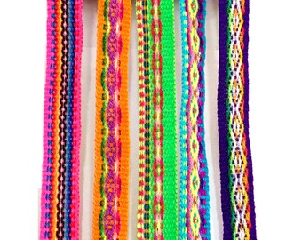 Peruvian Geometric Ribbon Pack, Ethnic Woven Jacquard Trim, Boho DIY Crafts