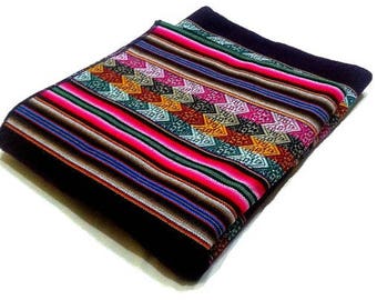 Peruvian Blanket Colorful Inca Design ,inca Blanket, peru fabric,Cusco blankets,ethnic fabric,aguayo fabric,peruvian rug,inca blanket
