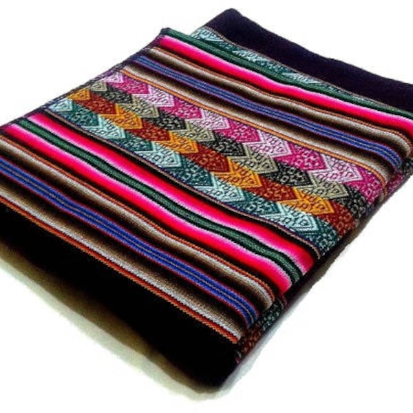 Aguayo Authentic Manta Peruvian Fabric,  Inca Design Blanket , Artisan-Crafted Cotton Textile for Home Decor