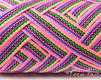 Ethnic Ribbon by Meter, Pink Geometric Woven Jacquard, Ideal for Crafting and Decorations, Unique Gift for Crafters