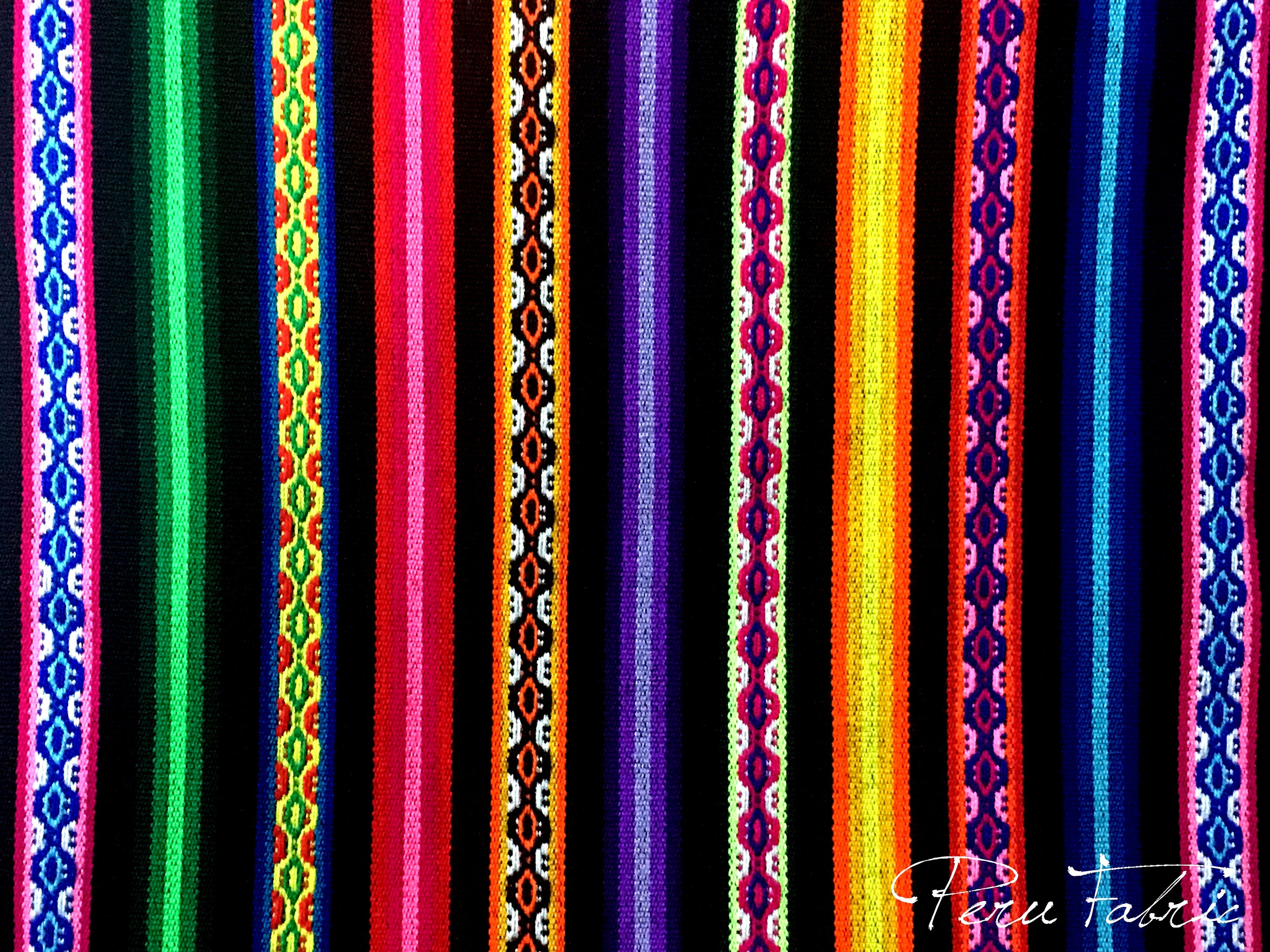 PERU FABRIC Black STripe by the yard peruvian fabric Etsy