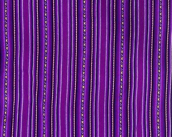 Purple Striped Peruvian Fabric by the Yard, Geometric Tribal Pattern, Ideal for Blankets or DIY Projects, Unique Gift for Textile Artists