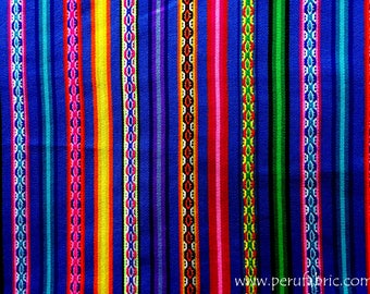 Bohemian Bluish Stripe Fabric – Peruvian Textile by the Yard