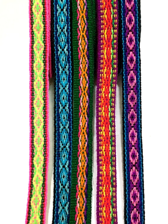 Jacquard Woven Inca Ribbon Trim, Geometric Decor, 5-Pack