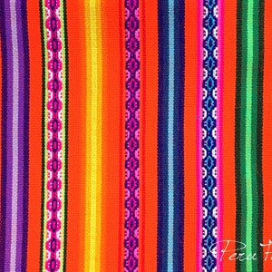 Peruvian Jacquard Fabric, Orange Striped Mexican Aguayo Material, Ideal for Home Decor and DIY Gifts, Unique Gift for Textile Artists