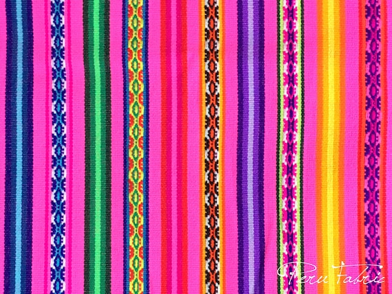 Pink Bright Peruvian Fabric by Yard Boho Fabric Stripy - Etsy Ireland
