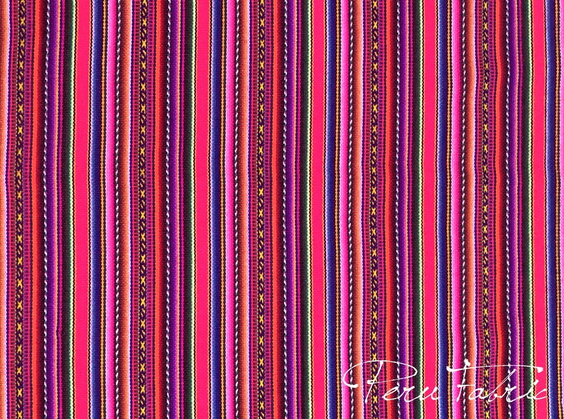 PERU FABRIC Magenta Stripe by meter peruvian blanket jacquard fabric by the yard peruvian textile peruvian fabric mexican curtains