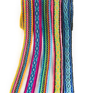 PACK OF 5 Peruvian Geometric Corlorful Ribbons , aztec ethnic ribbon, jacquard trim,decorative ribbon, boho trim, Inca ribbon, tribal ribbon