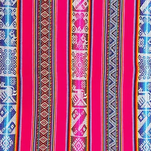 Peruvian Andean Fabric, Fucsia Geometric Inca Bird Design, Ideal for Cuzco Decor, Perfect Gift for Textile Lovers