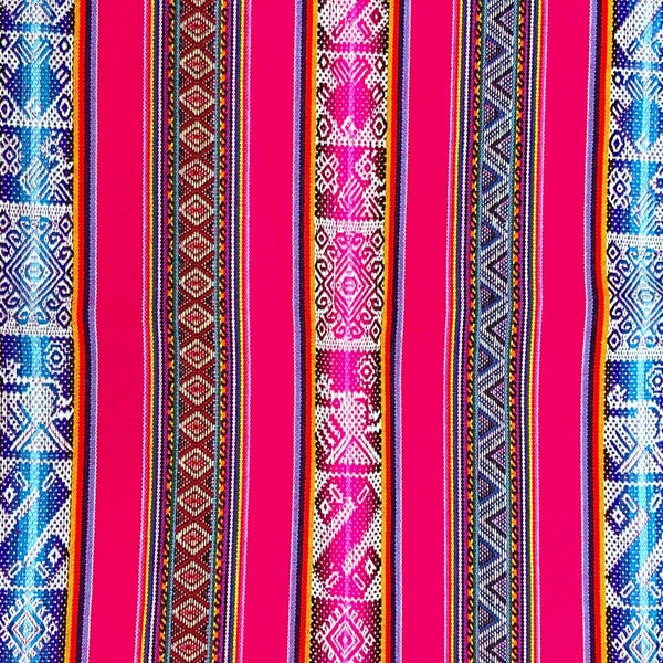 Peruvian Andean Fabric, Fucsia Geometric Inca Bird Design, Ideal for Cuzco Decor, Perfect Gift for Textile Lovers