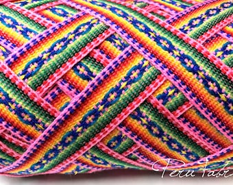 Geometric Ribbon by the Yard, Pink Jacquard Decorative Trim for Craft Supplies, Ideal Gift for Craft Lovers