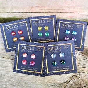 Flower Earring Gift Sets | Rhinestone Earrings | Plastic Post Non Metal Studs Hypoallergenic for Sensitive Skin | Garden Lover Mom Kids