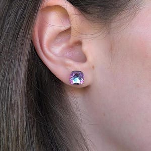 Cotton Candy Rhinestone Stud Earrings: Hypoallergenic Plastic Posts