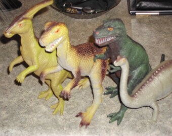 4 Vintage 90s Prehistoric Dinosaur - Large Plastic Figure