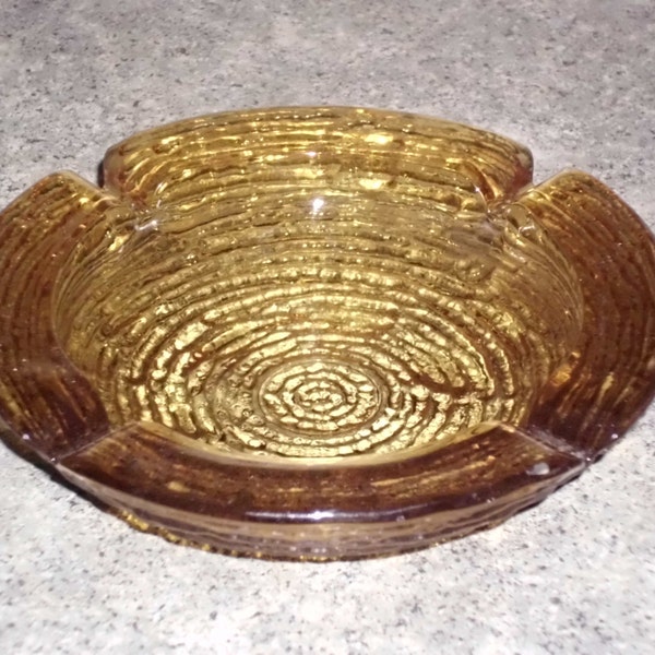 Vintage 60s Soreno Anchor Hocking - Amber 6.5" Glass Ashtray